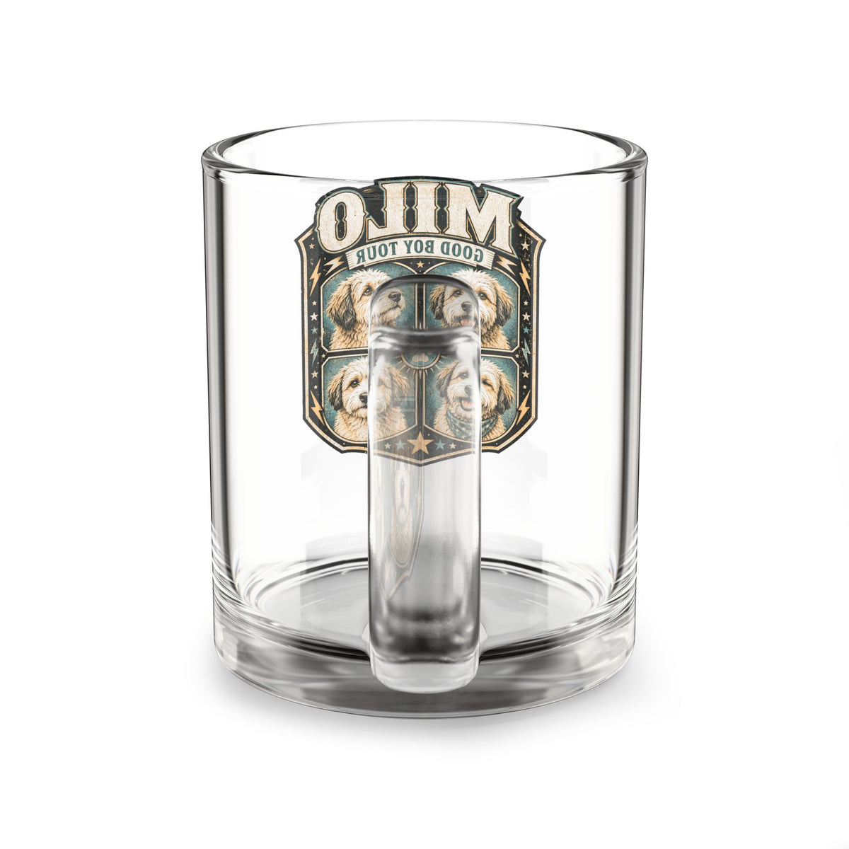 Milo "Good Boy Tour" Glass Mug — 10oz Dog Lover Coffee Mug Milo Bailey Dog Dad Mom  Glass Mug 10 oz