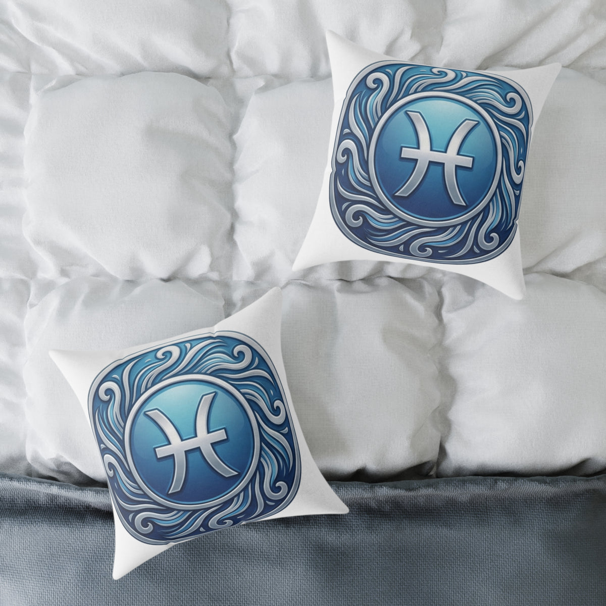 Pisces Zodiac Astrological Square Poly Canvas Pillow