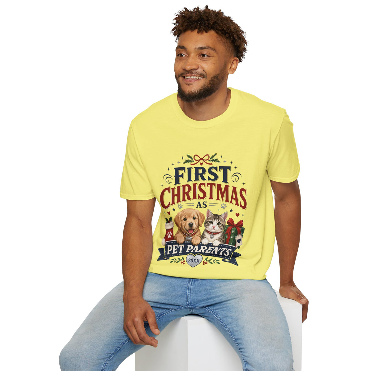 T-Shirt — "First Christmas as Pet Parents" Holiday Tee