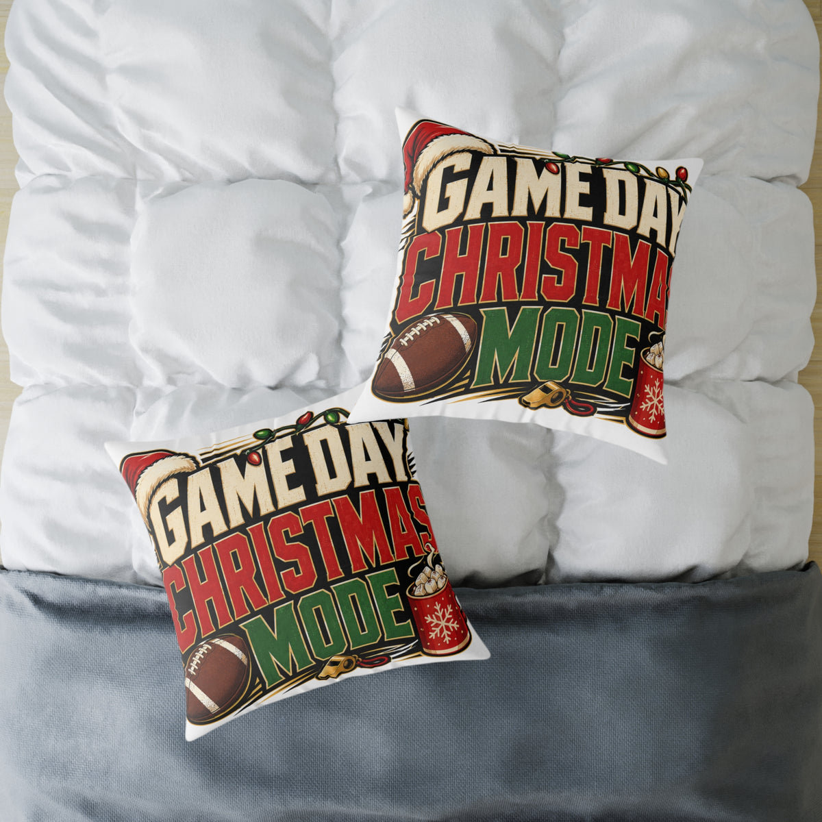 Modern Day Christmas Game Day Christmas Mode Square Poly Canvas Pillow