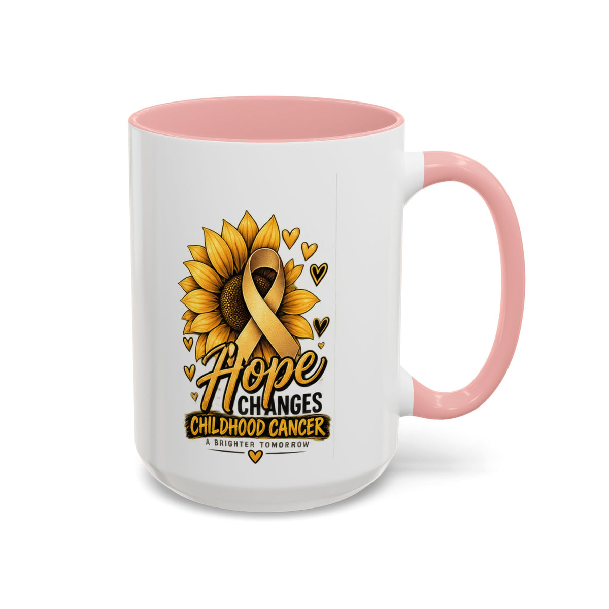 Hope Changes Childhood Cancer Mug – Gold Ribbon Sunflower Accent Coffee Cup (11/15oz)