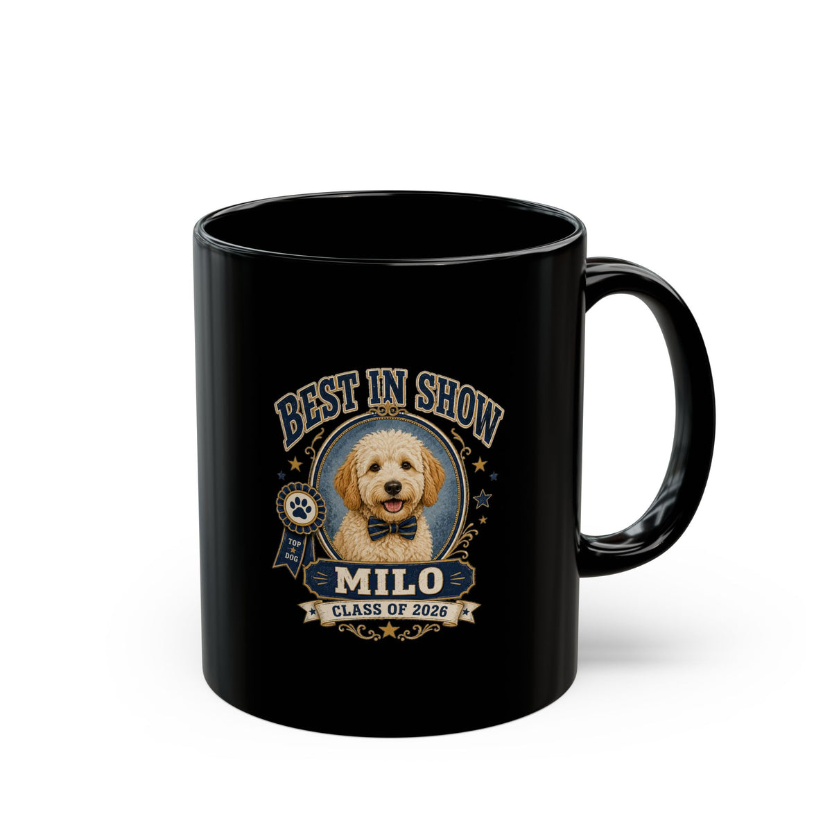 Milo Bailey Dog Dad Mom Best in Show Milo Dog Photo Mug — Personalized Pet Graduation Coffee Cup