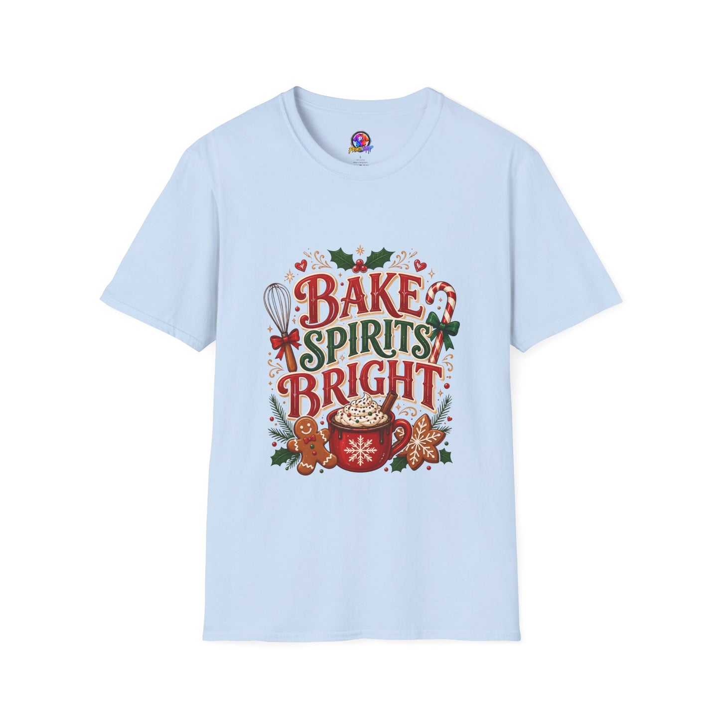 Bake Spirits Bright Holiday T-Shirt — Christmas Baking Graphic Tee