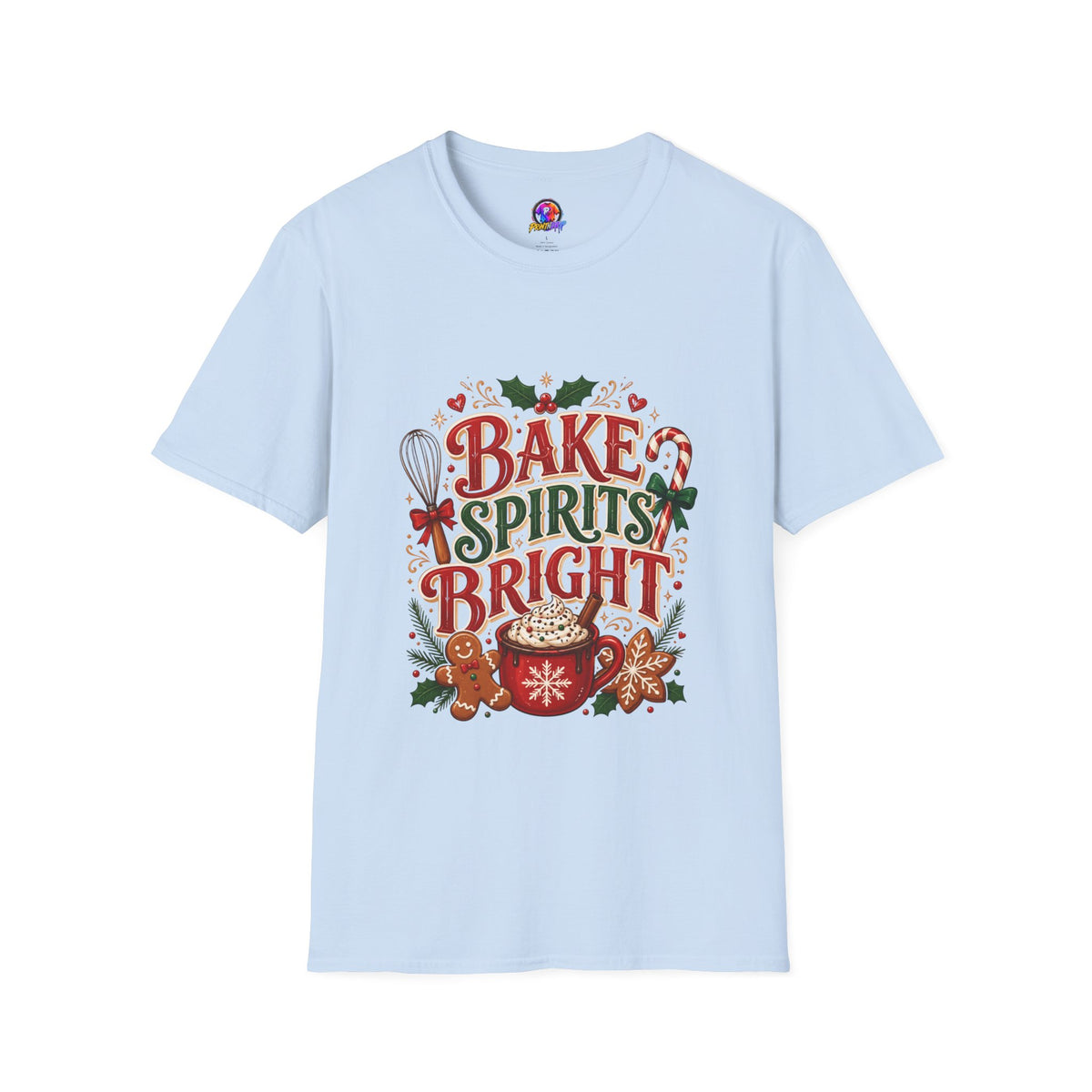 Bake Spirits Bright Holiday T-Shirt — Christmas Baking Graphic Tee