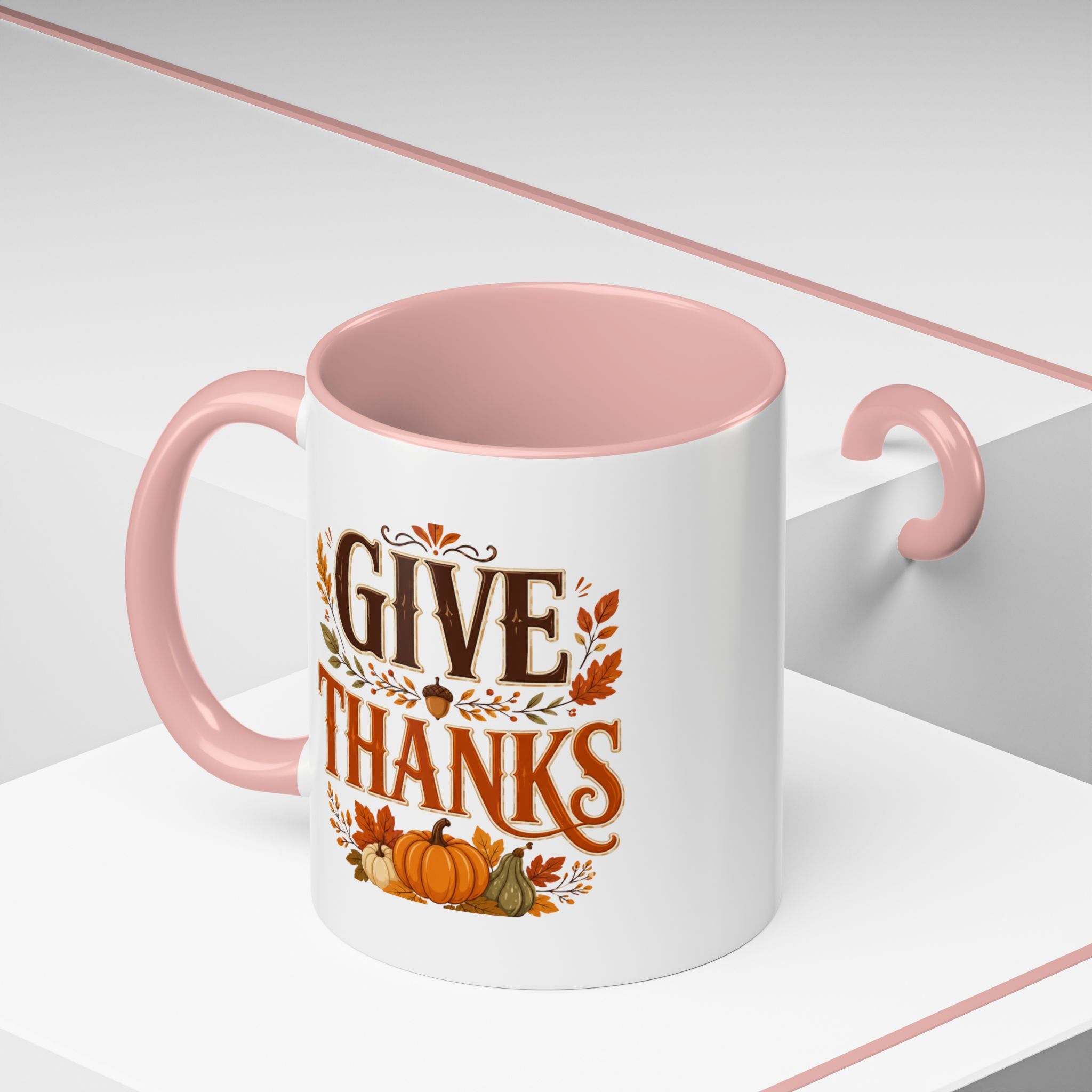 Thanksgiving Mug Give Thanks Coffee Mug — Thanksgiving Fall Accent Mug