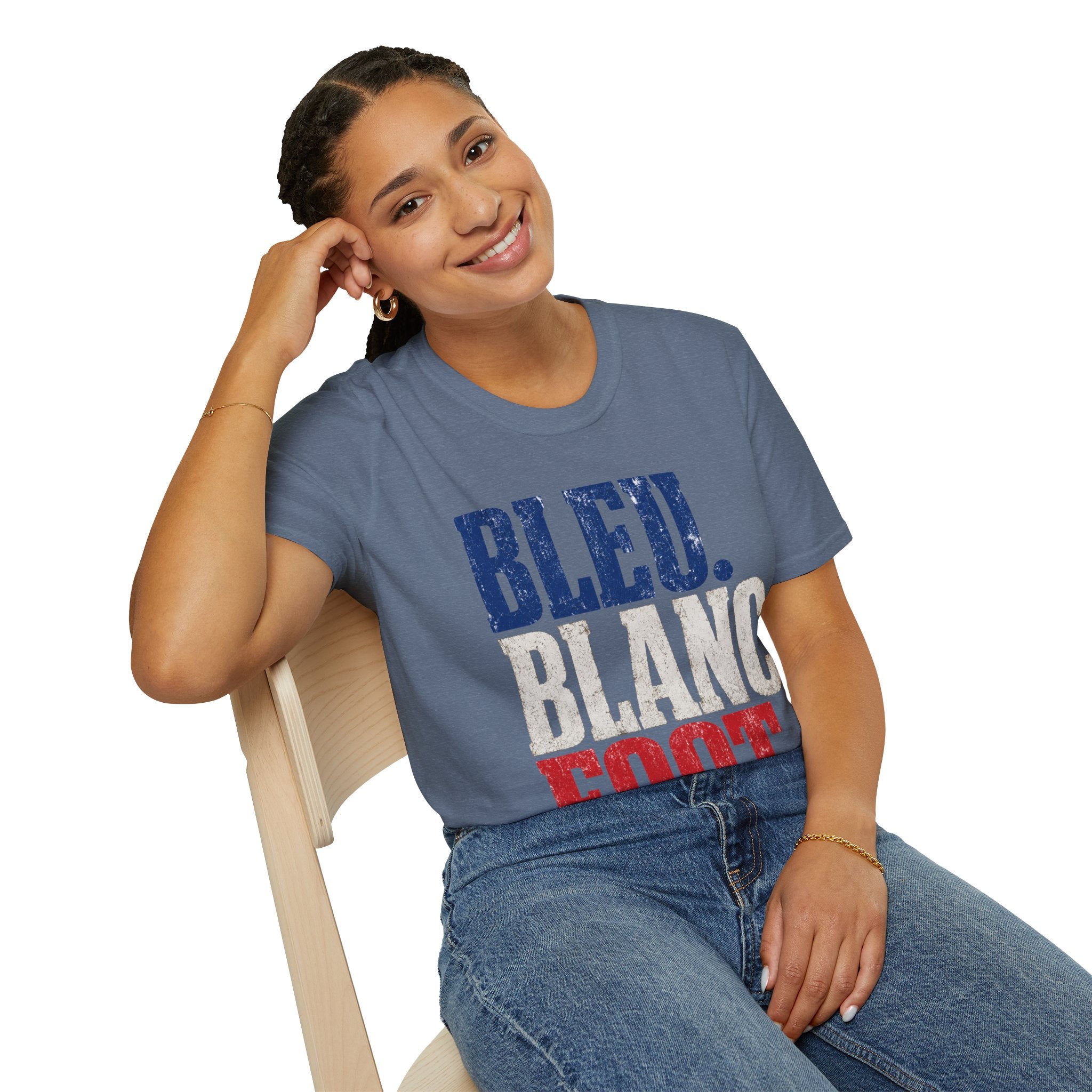 France T-Shirt — Bleu Blanc Foot Vintage French Flag Soccer Graphic Tee