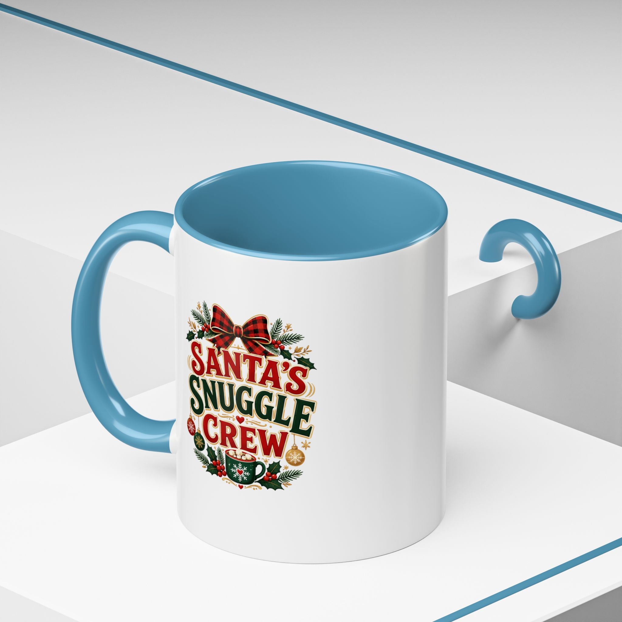 Santa’s Snuggle Crew Accent Coffee Mug — Holiday Christmas Cocoa Cup