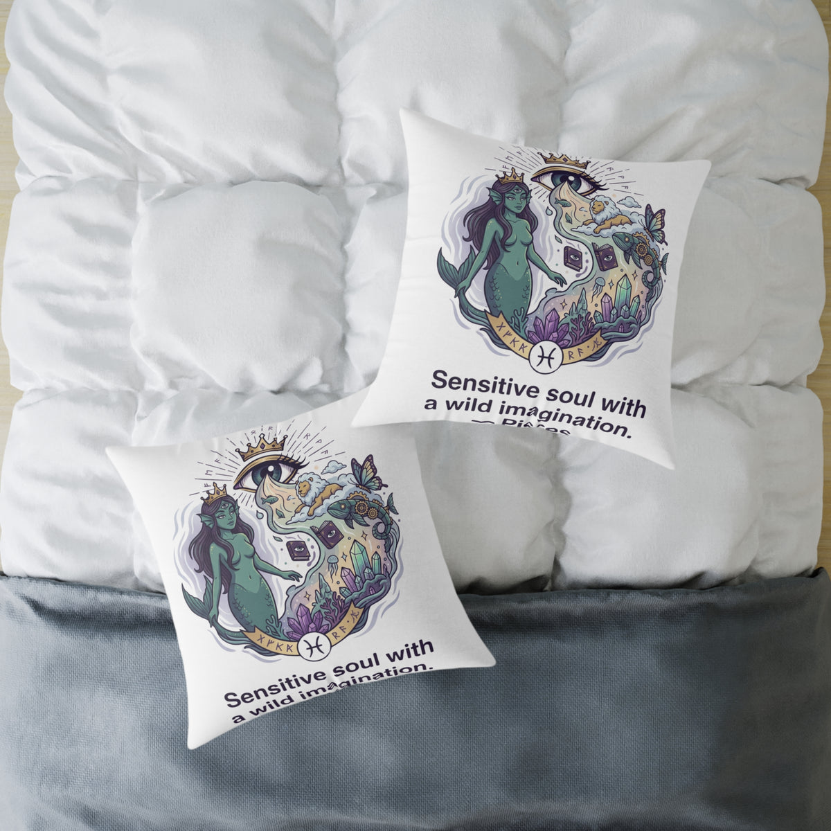 Pisces Zodiac Sensitive Soul With A Wild Imagination Square Poly Canvas Pillow