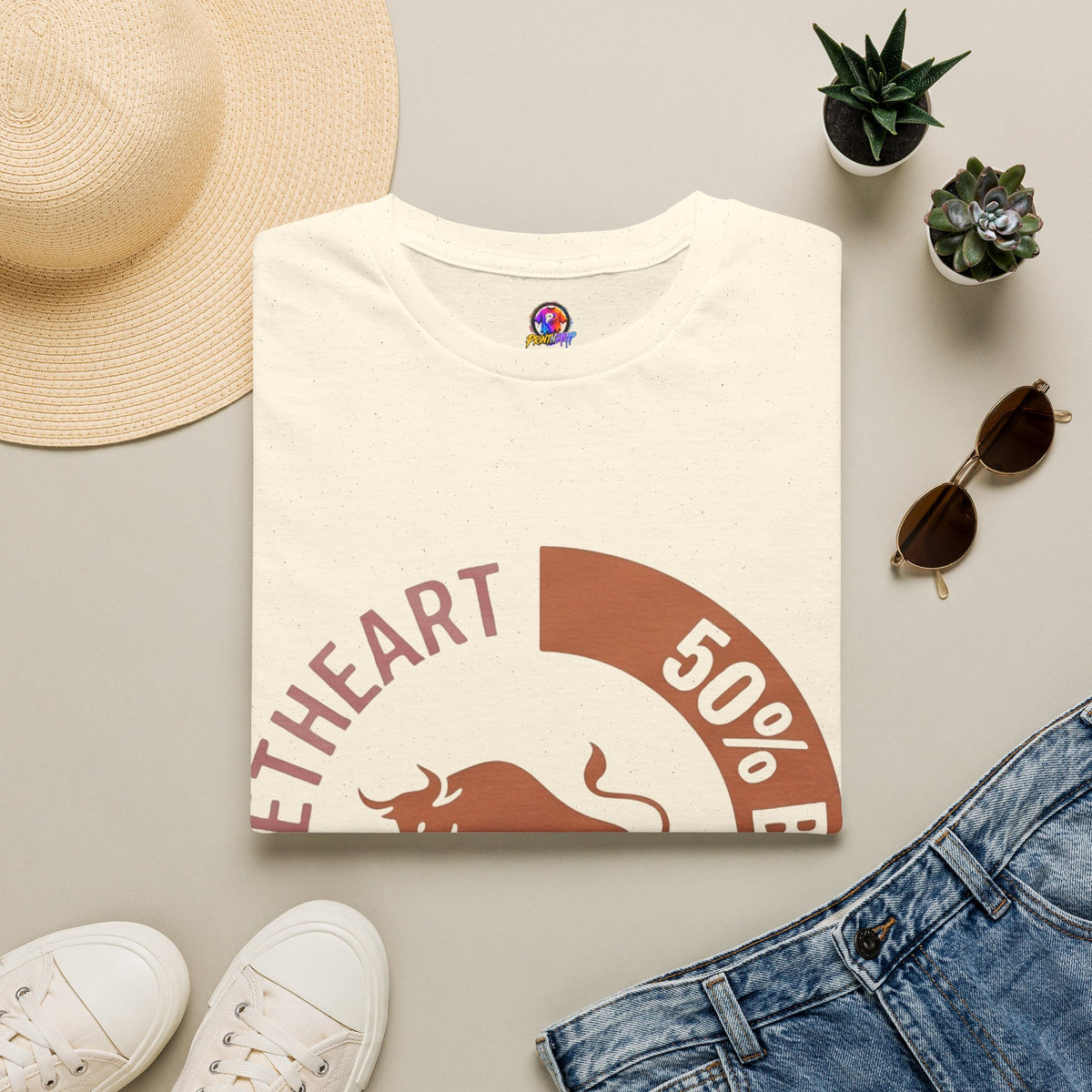 Taurus Bull 50% Sweetheart Graphic T-Shirt — Zodiac Taurus Valentine Tee