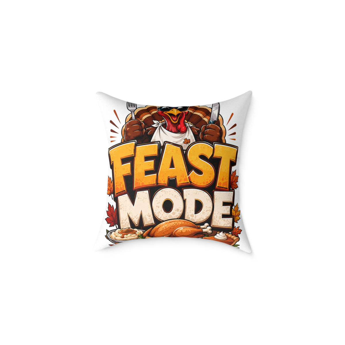 Thanksgiving Feast Mode Throw Pillow — Thanksgiving Turkey Holiday Decor