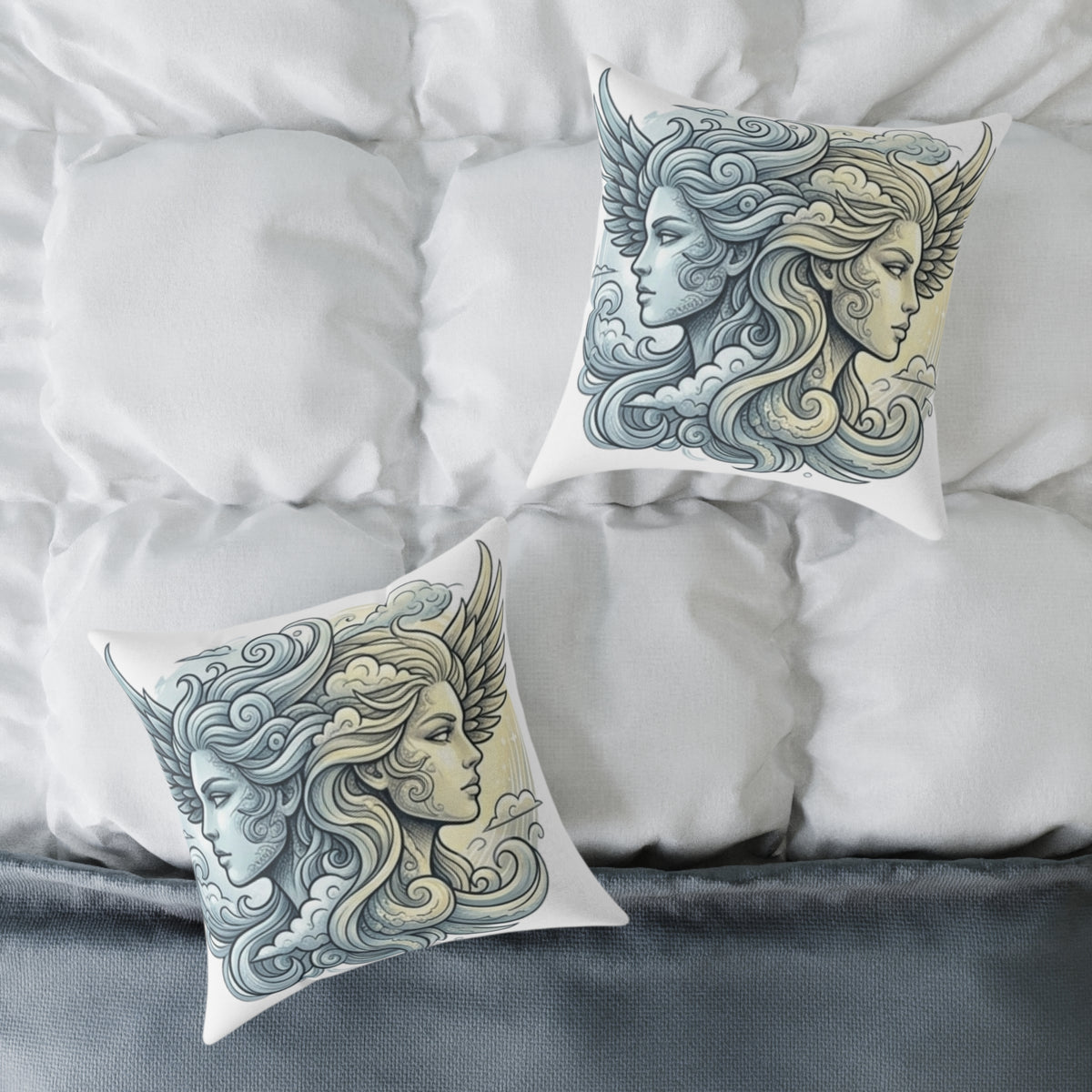 Gemini Zodiac Astrological Double Face Square Poly Canvas Pillow