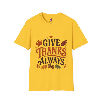 Give Thanks Always Tee — Thanksgiving Fall Leaves Gratitude T-Shirt