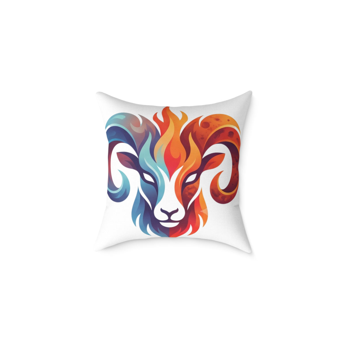 Aries Zodiac Flame Ram Art Pillow – Colorful Zodiac Aries Throw Pillow
