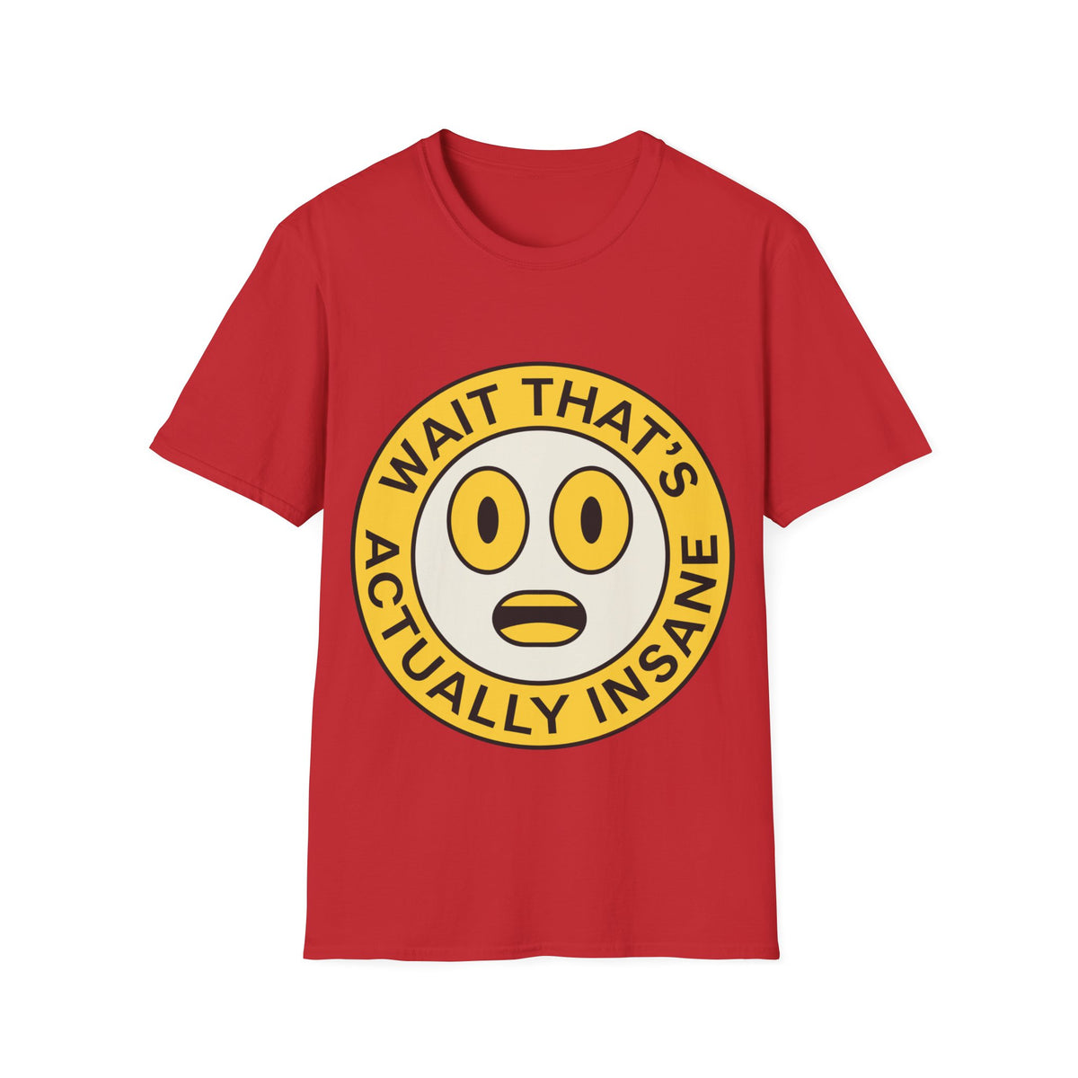 "Wait That's Actually Insane" Yellow Cartoon Face Graphic Tee - Trending Now - September 2026