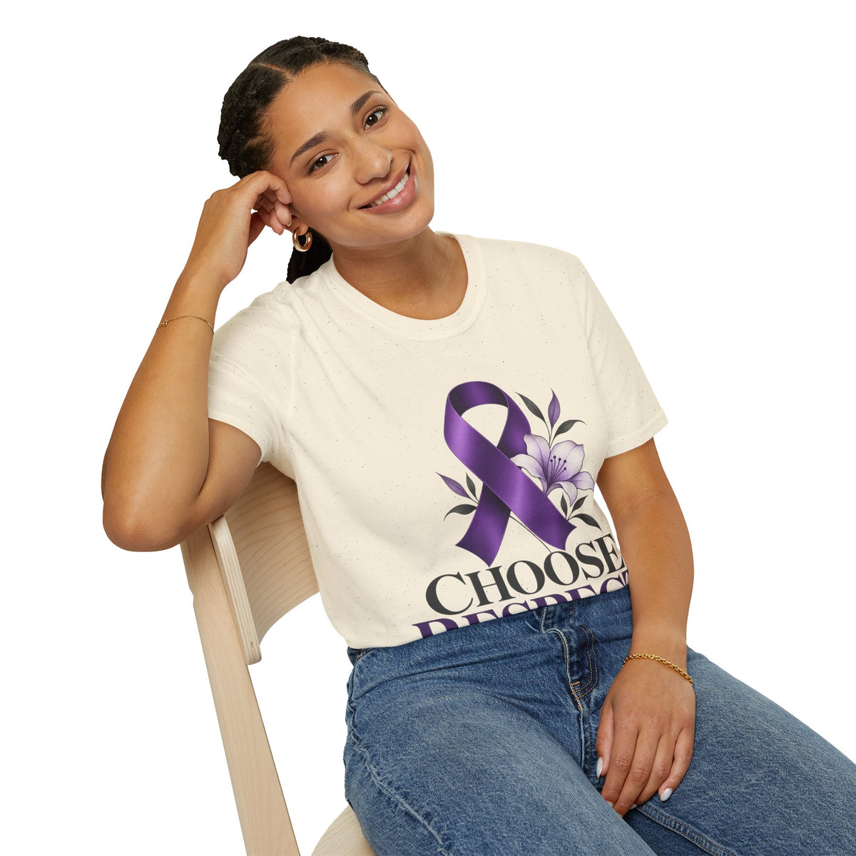 Choose Respect Purple Ribbon T‑Shirt — Domestic Violence Awareness Tee