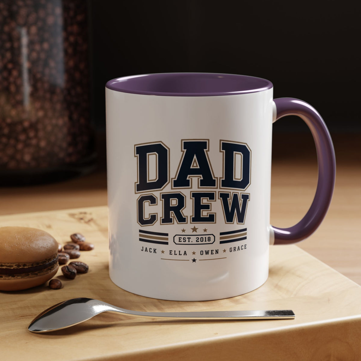 Milo Bailey Dog Dad Mom Dad Crew Accent Coffee Mug — Personalized Family Names, Established Date Coffee Cup