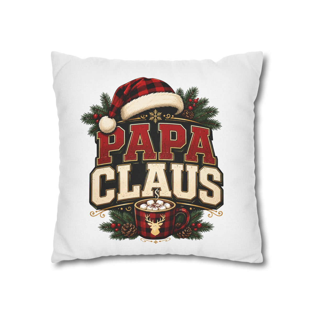 Christmas Papa Claus Holiday Pillowcase — Festive Christmas Cushion Cover for Dad