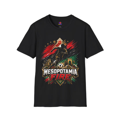 Iraq Mesopotamia Fire Soccer T-Shirt — Vintage Football Player Graphic Tee