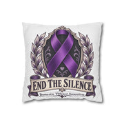 End The Silence Purple Ribbon Pillowcase — Domestic Violence Awareness Throw Pillow