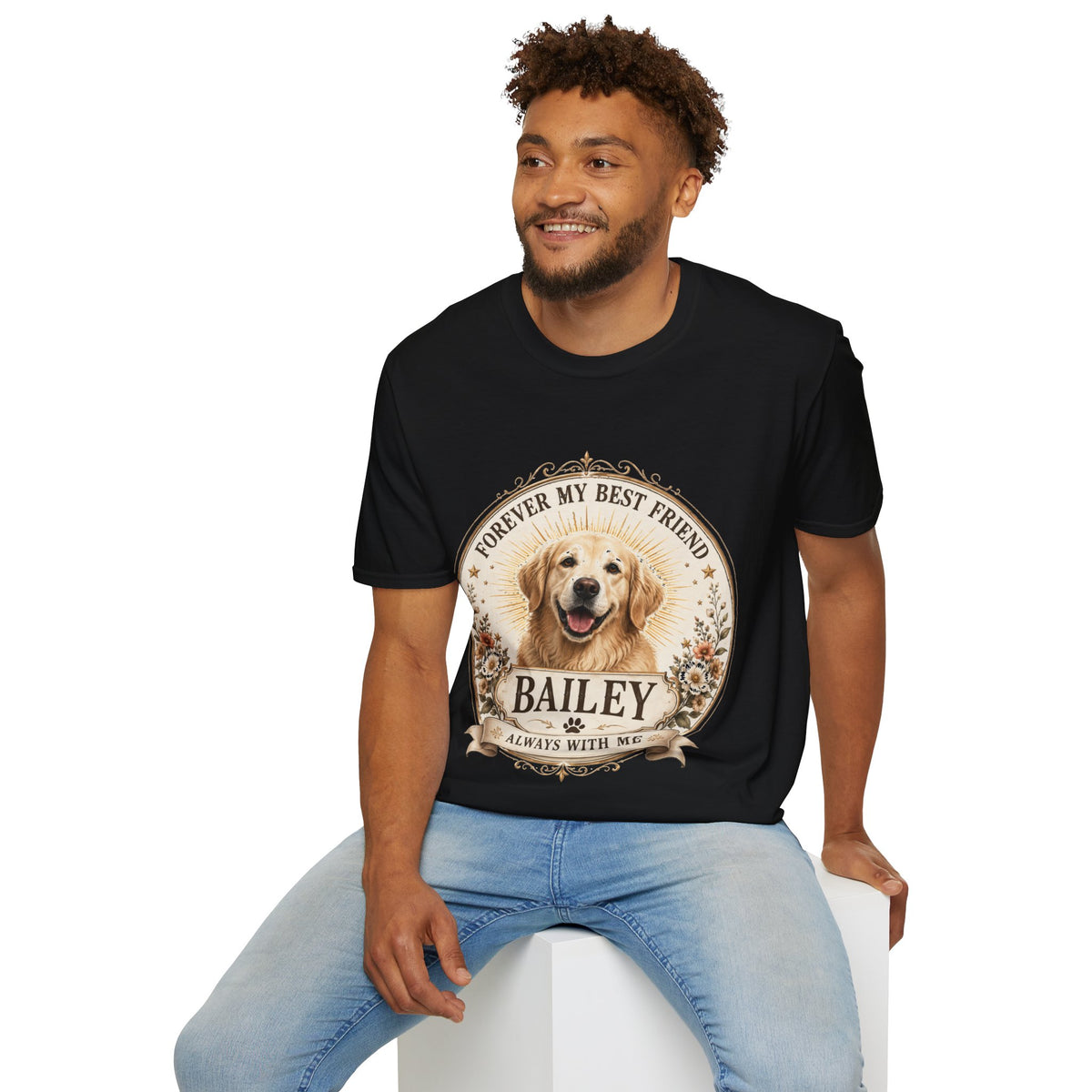 Dog Lover T-Shirt — “Forever My Best Friend” Personalized Golden Retriever Tee