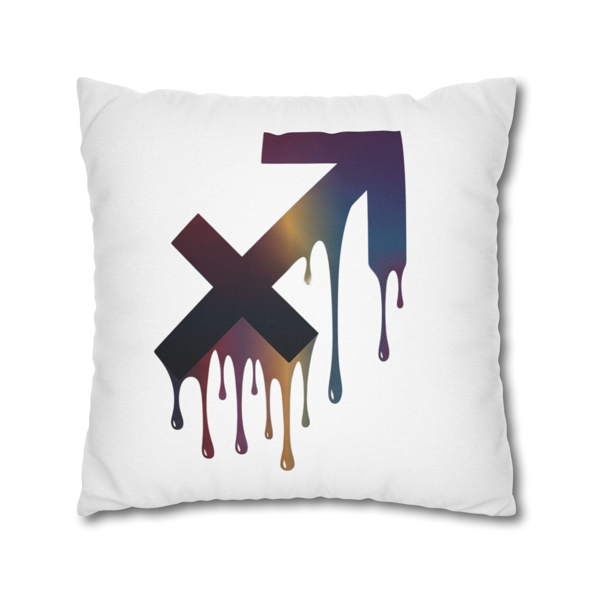 Sagittarius Dripping Arrow Logo Pillowcase — Modern Graphic Accent Pillow