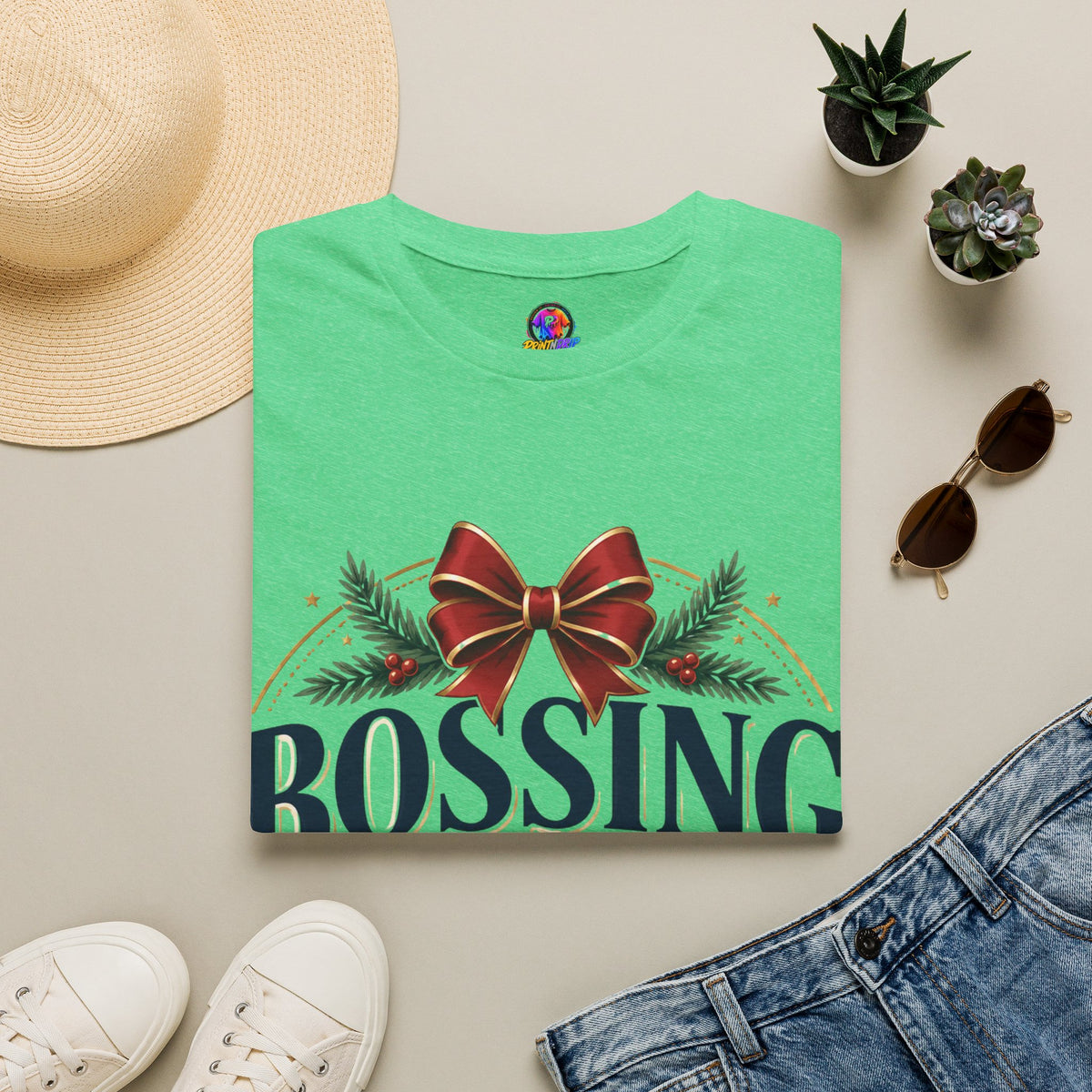 Christmas “Bossing Through Christmas” T‑Shirt — Funny Holiday Boss Gift