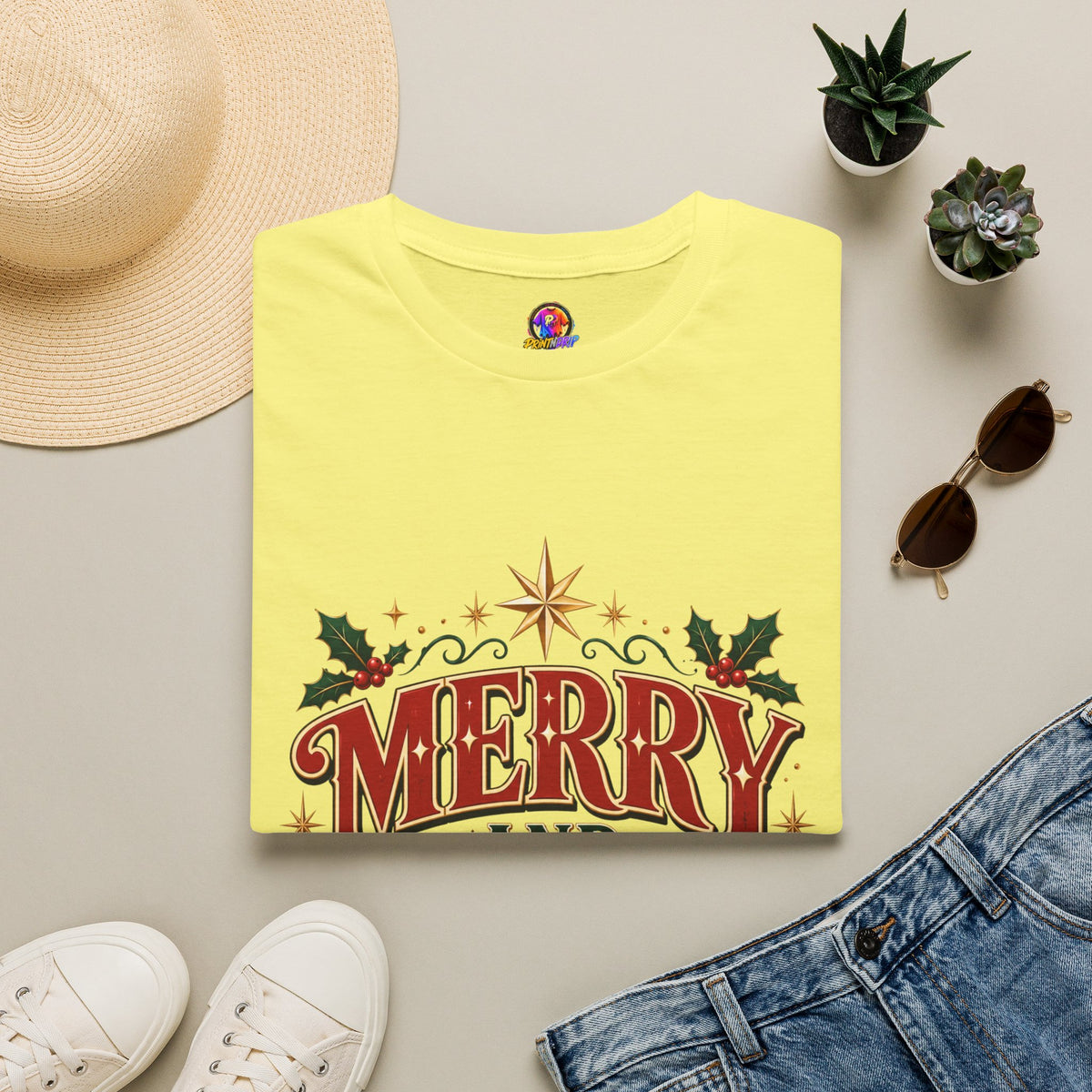 Merry and Bright T-Shirt — Festive Christmas Holiday Tee