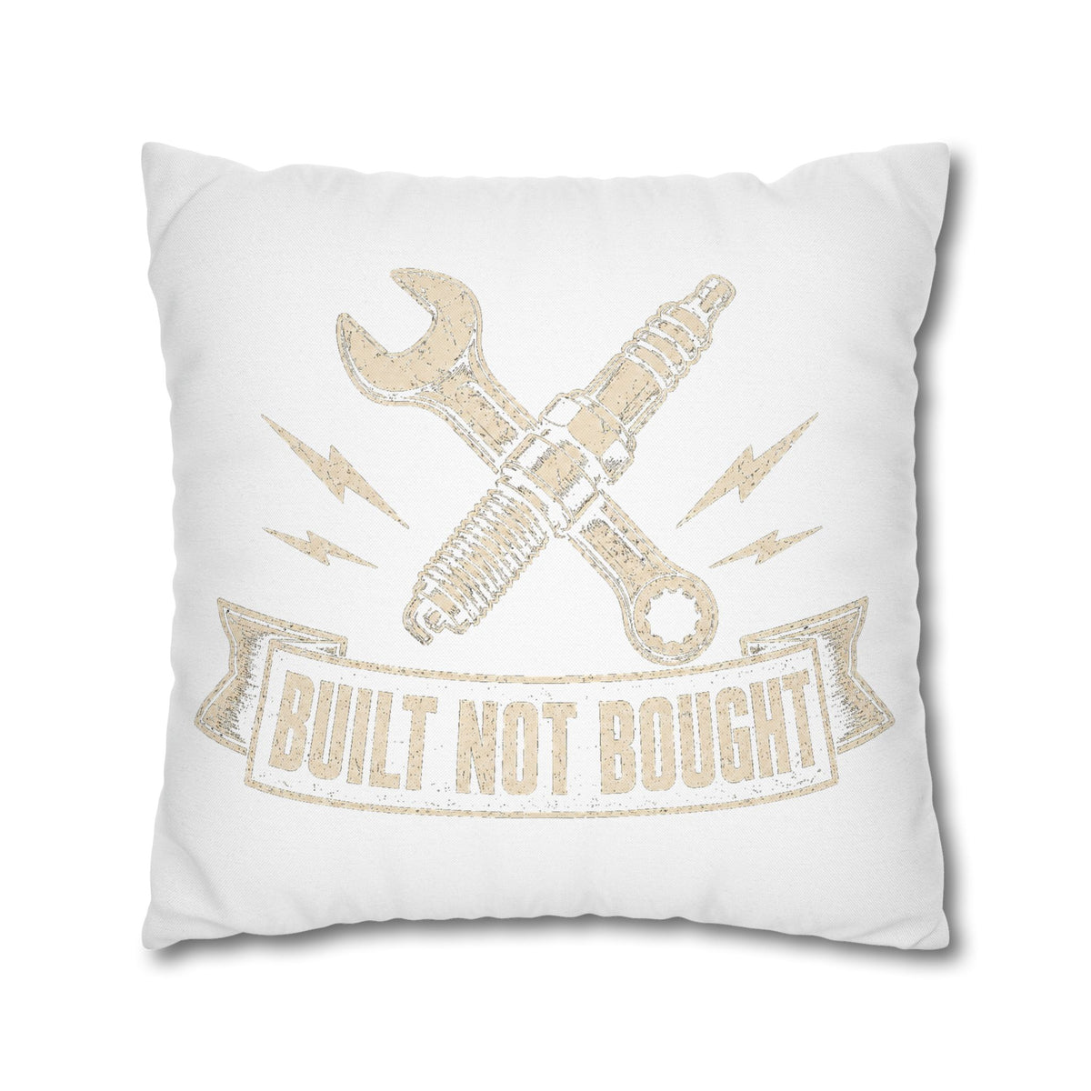 Built Not Bought Pillowcase  Milo Bailey Dog Dad Mom— Mechanic Wrench Spark Plug Decorative Throw Pillow