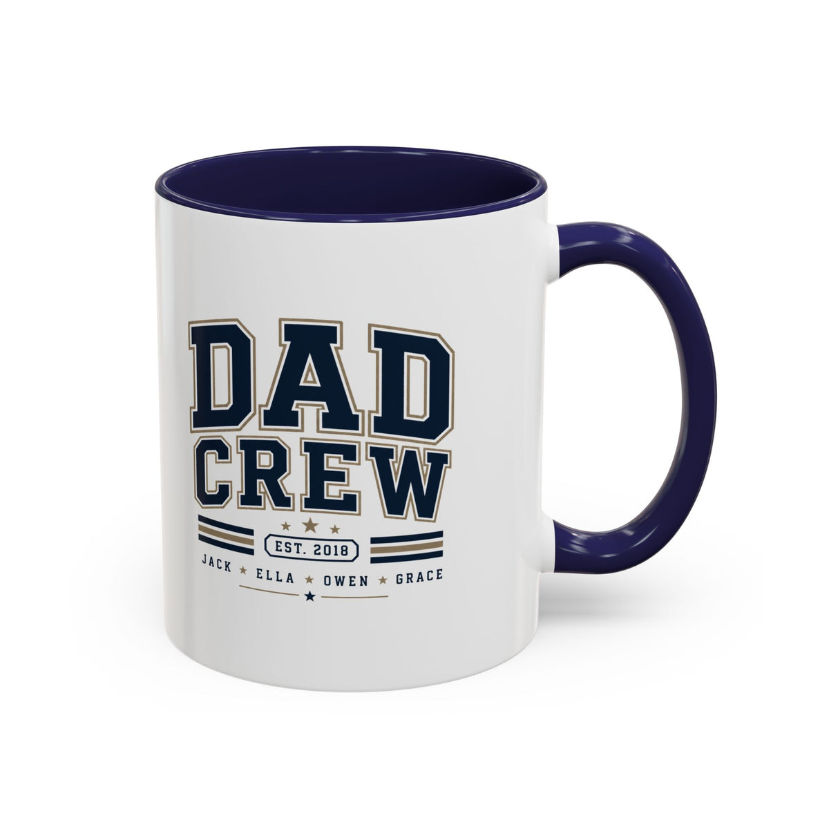 Milo Bailey Dog Dad Mom Dad Crew Accent Coffee Mug — Personalized Family Names, Established Date Coffee Cup