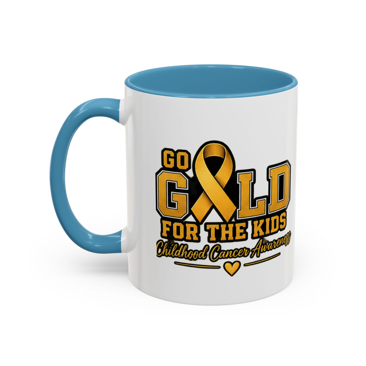 Gold For The Kids Coffee Mug — Childhood Cancer Awareness Accent Mug (11/15oz)