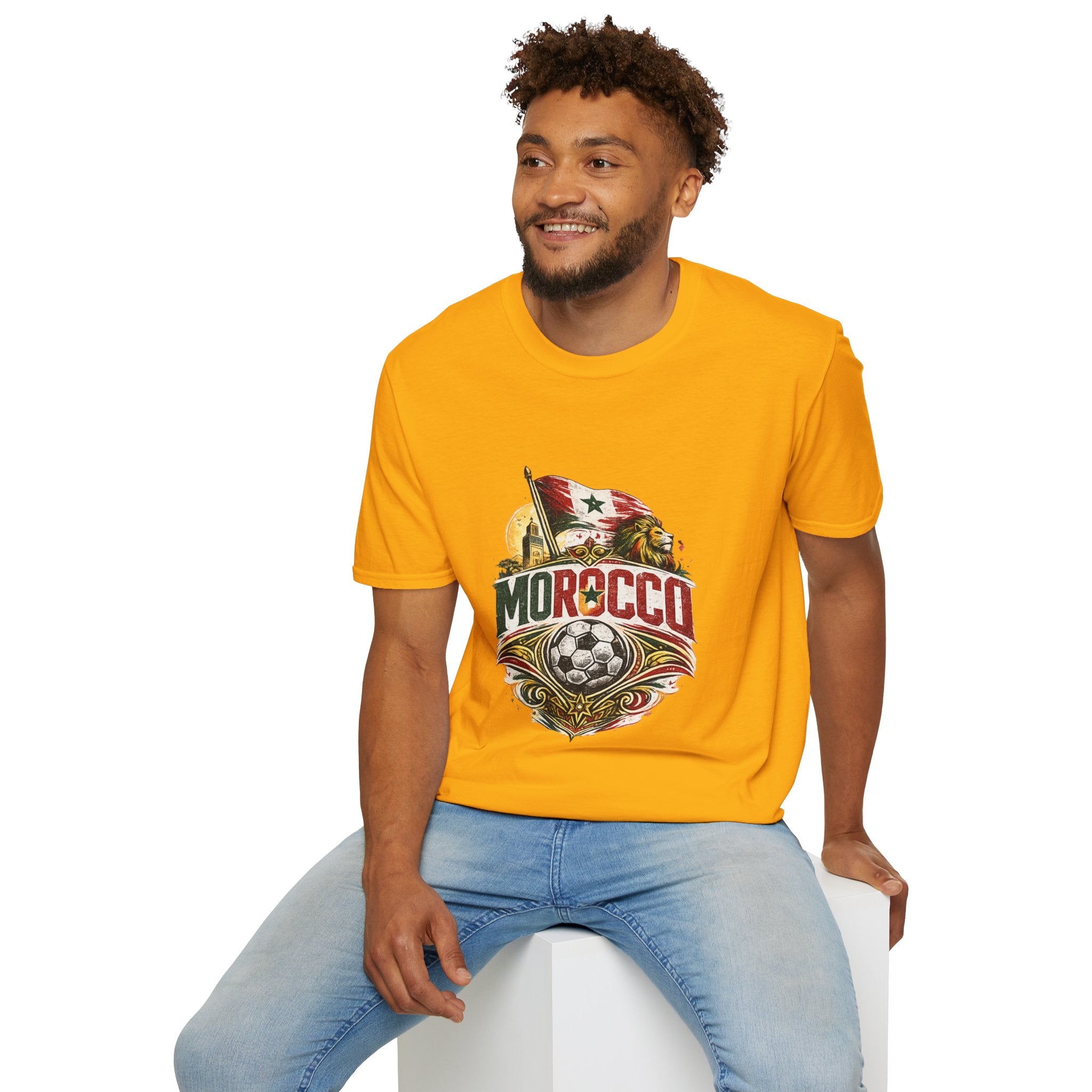 Morocco Soccer T-Shirt — Vintage Flag & Lion Football Tee