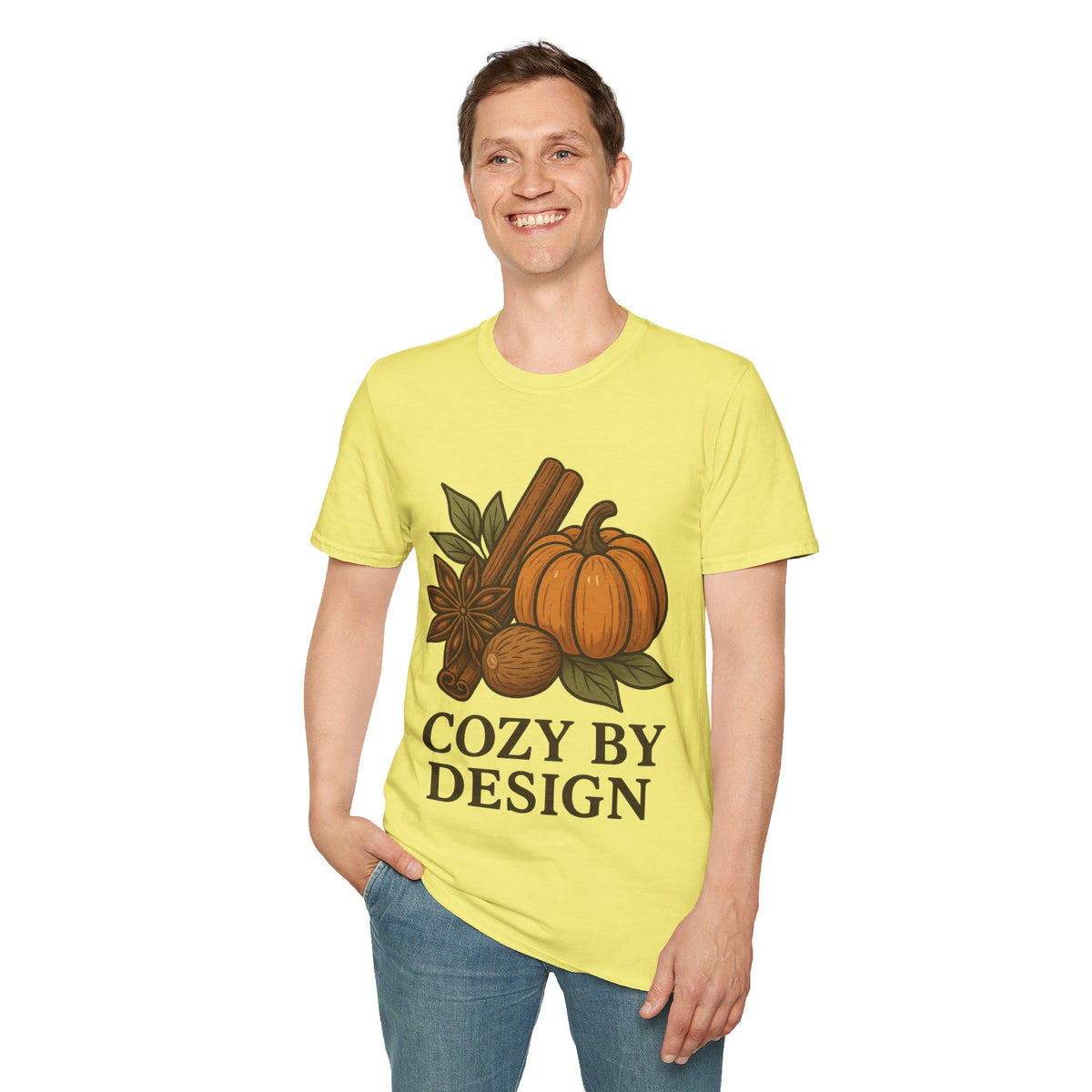 Cozy By Design Pumpkin Tee — Fall Harvest Graphic T-Shirt- Trending Now - September 2026