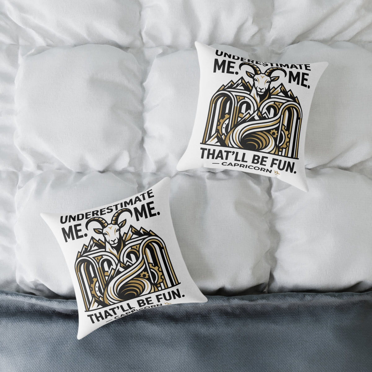 Capricorn Goat Throw Pillow — "Underestimate Me That'll Be Fun" Zodiac Decor