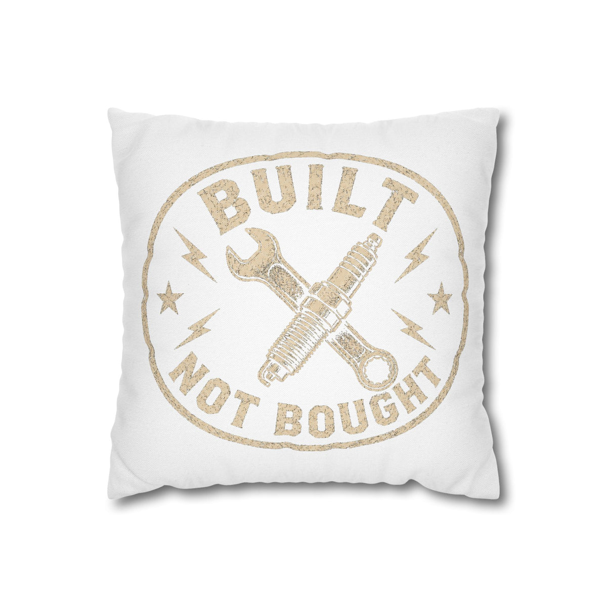 Built Not Bought Decorative Pillowcase Milo Bailey Dog Dad Mom — Mechanic Tool Wrench Spark Plug Graphic