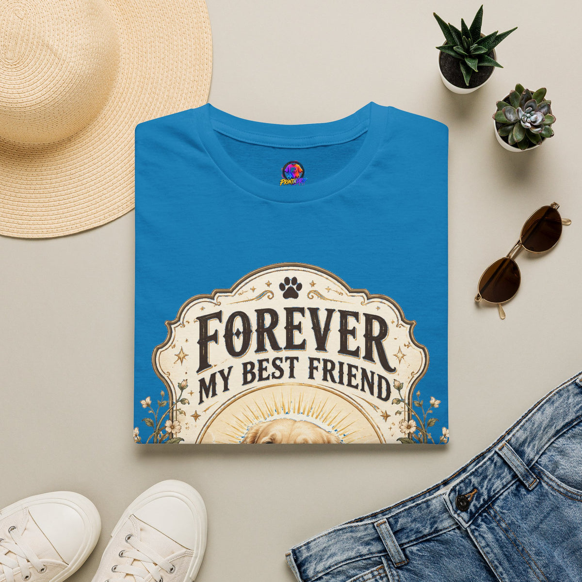 Dog Memorial T-Shirt — "Forever My Best Friend" Personalized Pet Tribute Tee