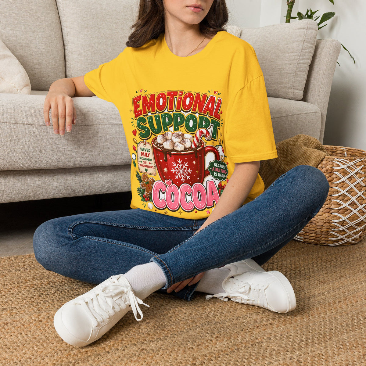 Emotional Support Cocoa T-Shirt — Holiday Hot Chocolate Graphic Tee