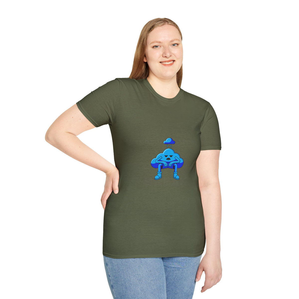 Sad Cloud Graphic T-Shirt — Cute Blue Cloud Illustration Tee - Trending Now - September 2026
