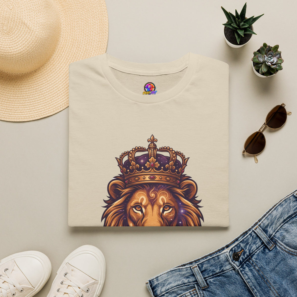 Leo Zodiac Lion T-Shirt — "Born with a Crown in My Soul" Zodiac Graphic Tee