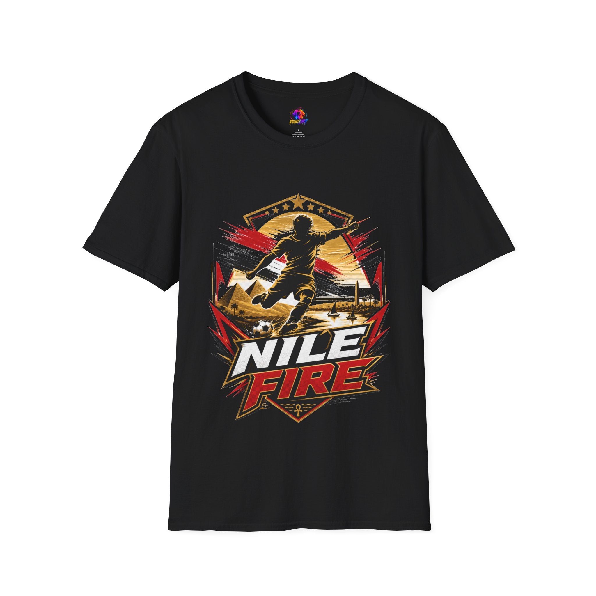 Egypt Soccer Player Nile Fire Graphic T-Shirt — Retro Athletic Team Tee