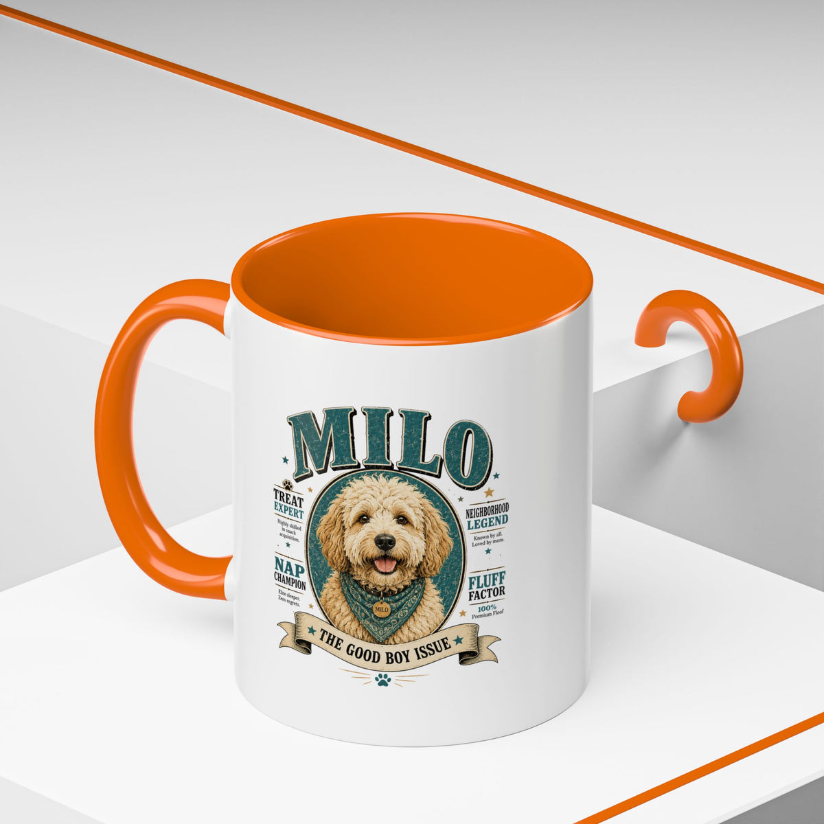 Milo Bailey Dog Dad Mom Milo Personalized Dog Coffee Mug — 'The Good Boy Issue' Accent