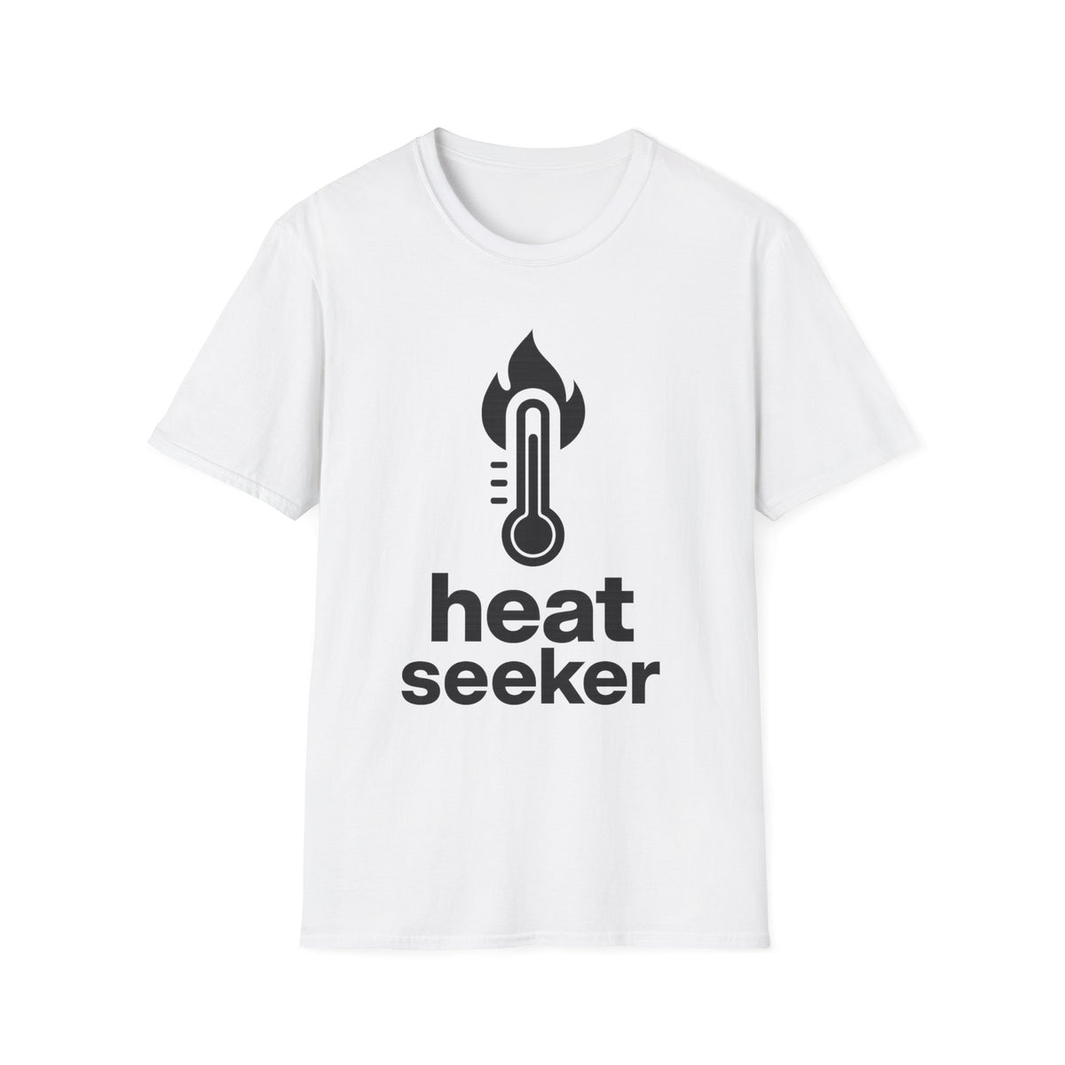 "Heat Seeker" Minimalist Thermometer Flame Graphic Tee - Sauna Wellness Gym White T-Shirt - Trending Now - September 2026