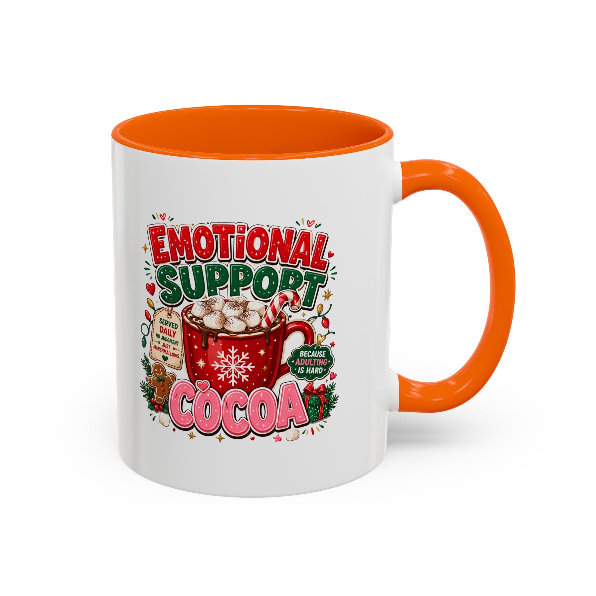 Modern Day Christmas  Emotional Support Cocoa Mug — Festive Hot Chocolate Christmas Coffee Cup (11/15oz)