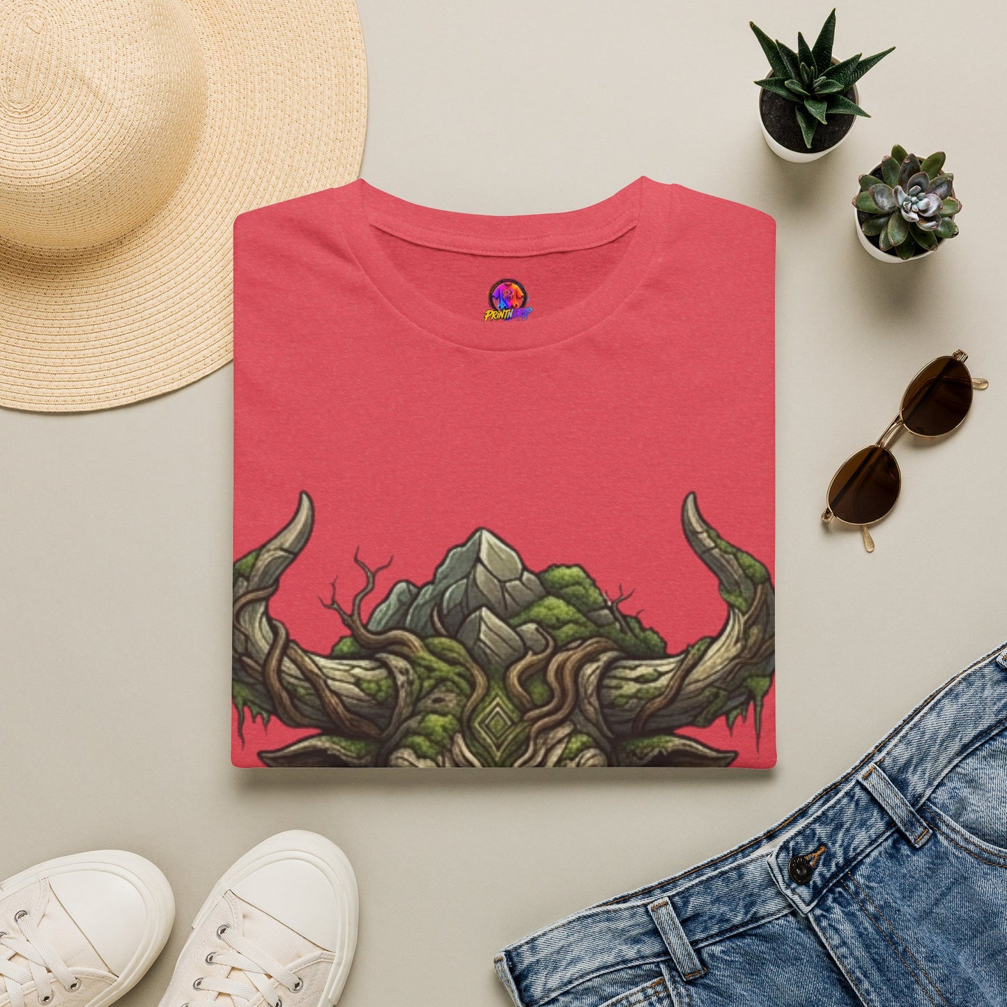 Forest Spirit Bull T-Shirt — Greenwood Celtic Nature Bull Design