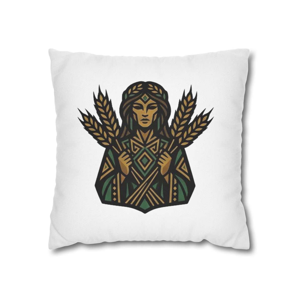 Virgo Harvest Goddess Pillowcase — Boho Wheat Decorative Throw Pillow
