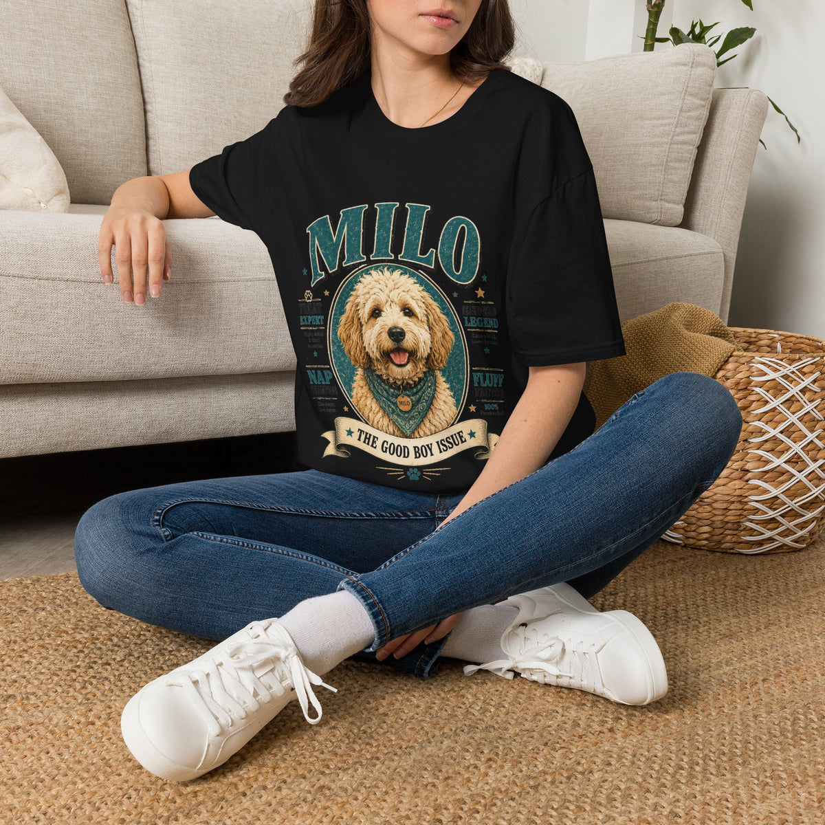 Dog Lover T-Shirt — "MILO" Personalized Pet Portrait Tee