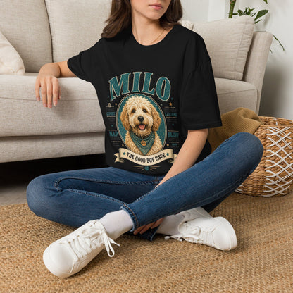 Dog Lover T-Shirt — "MILO" Personalized Pet Portrait Tee