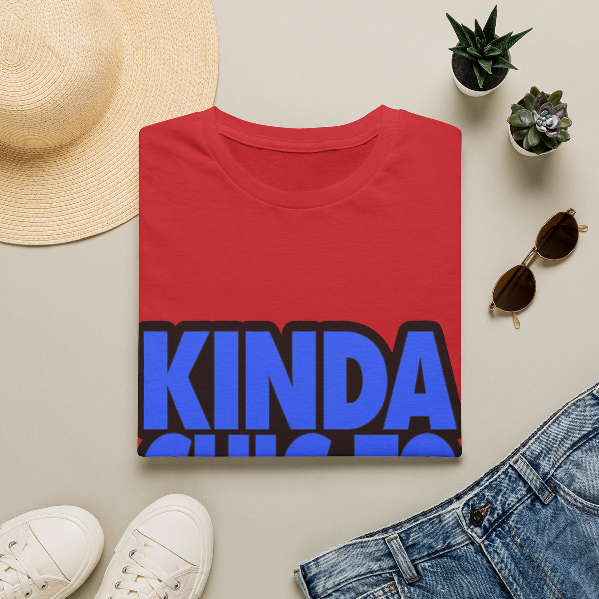 "Kinda Chic To Vanish" Bold Blue Typography Graphic Tee - Trending Now - September 2026