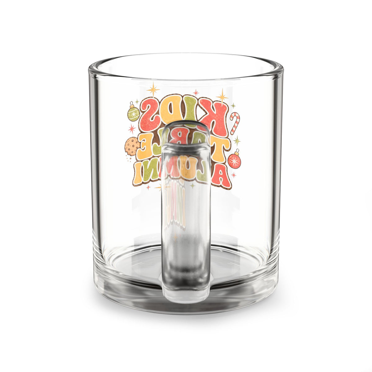 Christmas Glass Mug Kids Table Alumni Glass Mug — Retro Holiday Coffee Cup (10 oz)