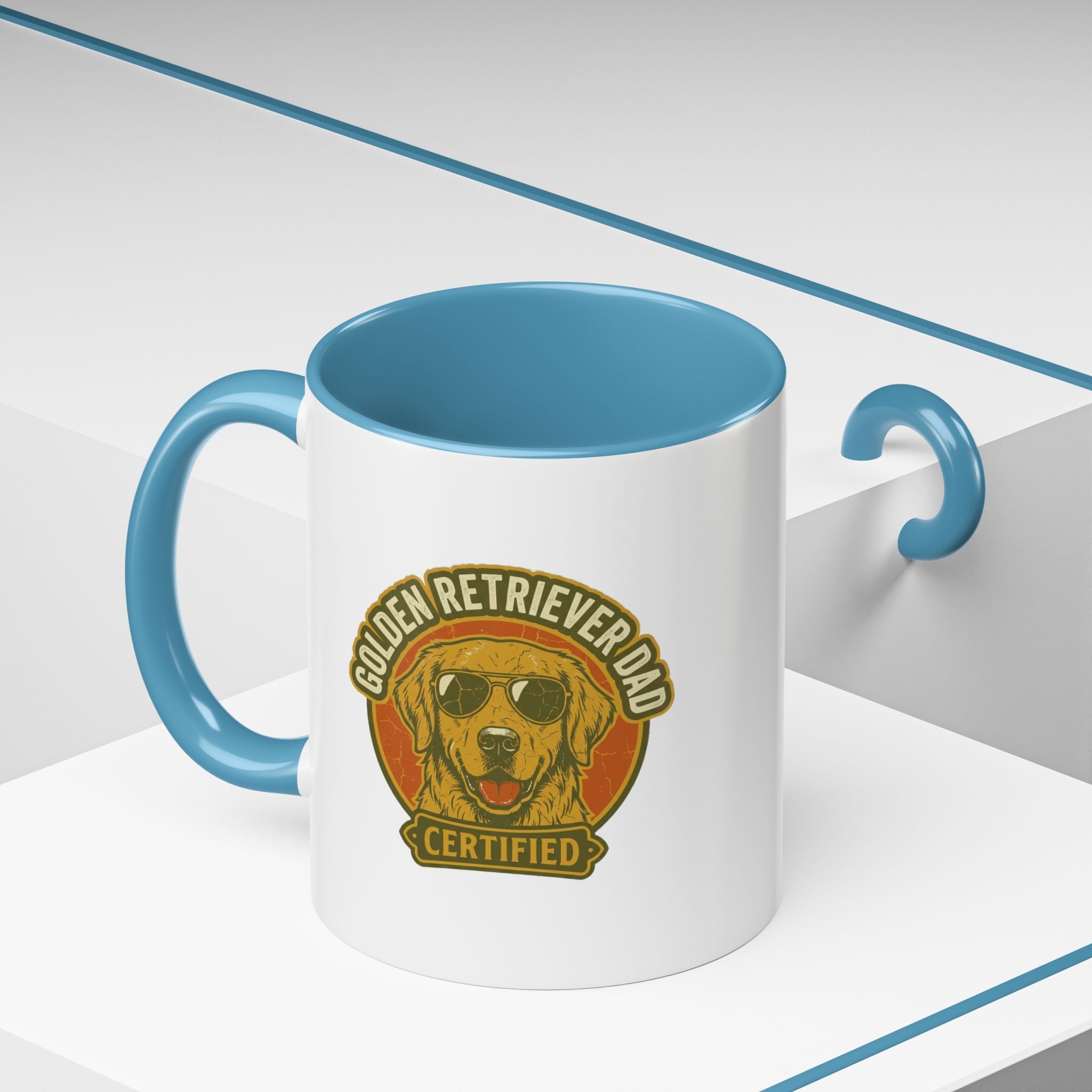 Funny Golden Retriever Dad Coffee Mug — "Certified" Dog Dad Accent Mug