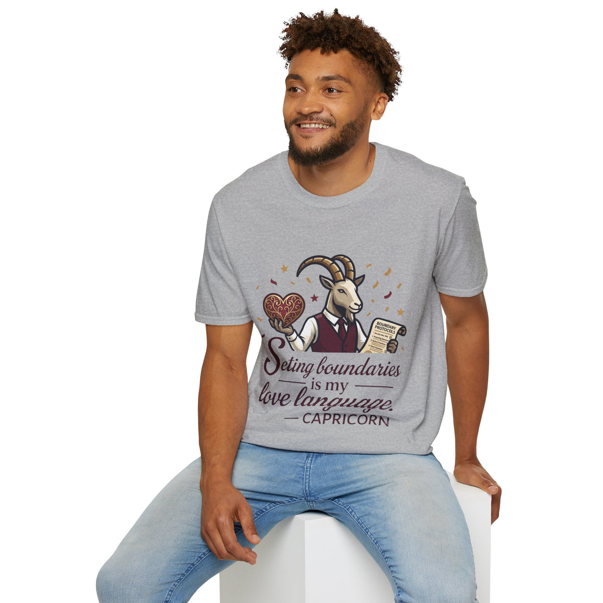 Capricorn T-Shirt — "Setting Boundaries is My Love Language" Zodiac Goat Tee